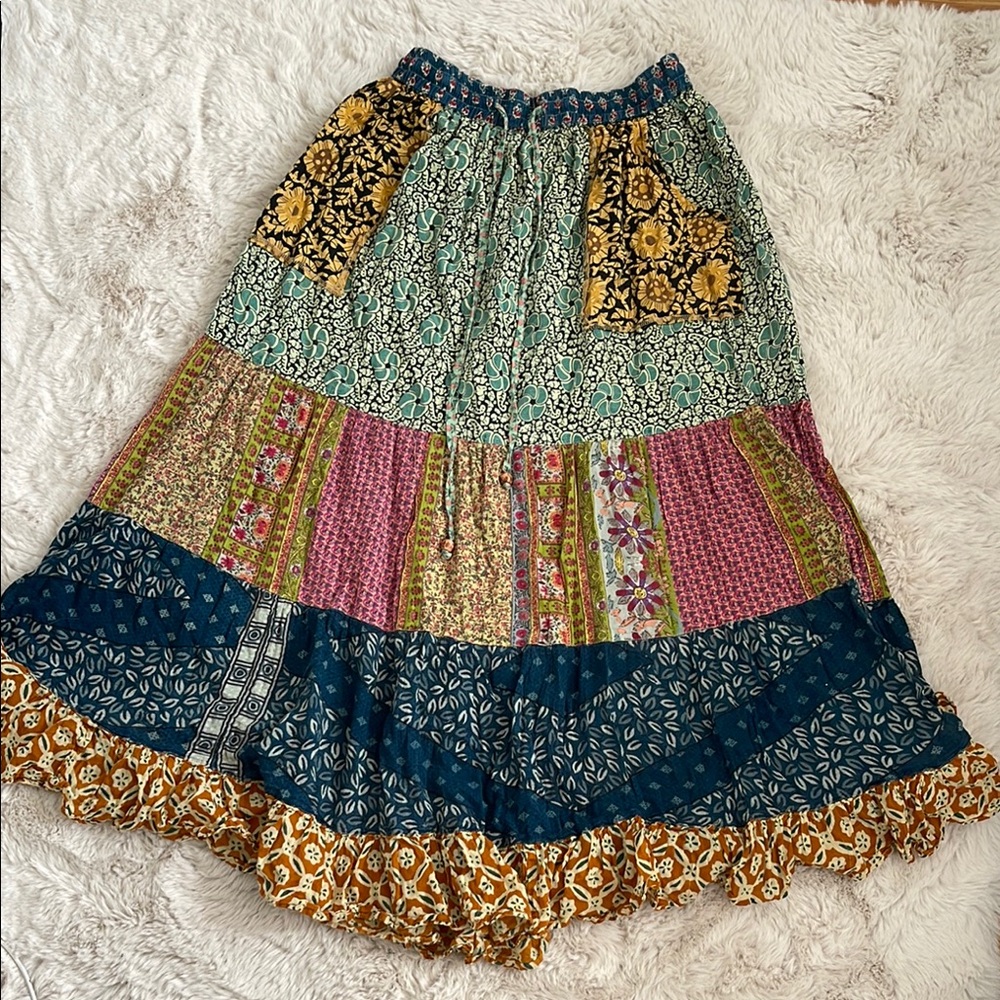 Bohemian Patchwork Maxi Skirt